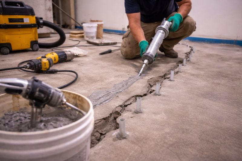 Cracked Basement Floor Repair in North Dartmouth, MA