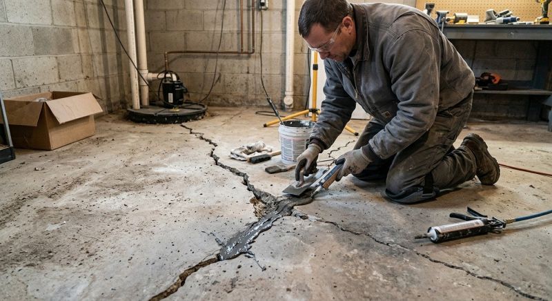 Cracked Basement Floor Repair in North Dartmouth, MA