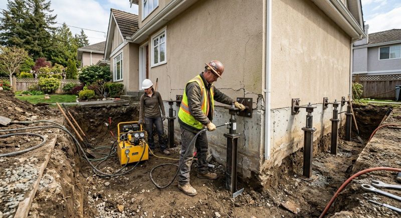 Sinking Foundation Repair in Raynham, MA
